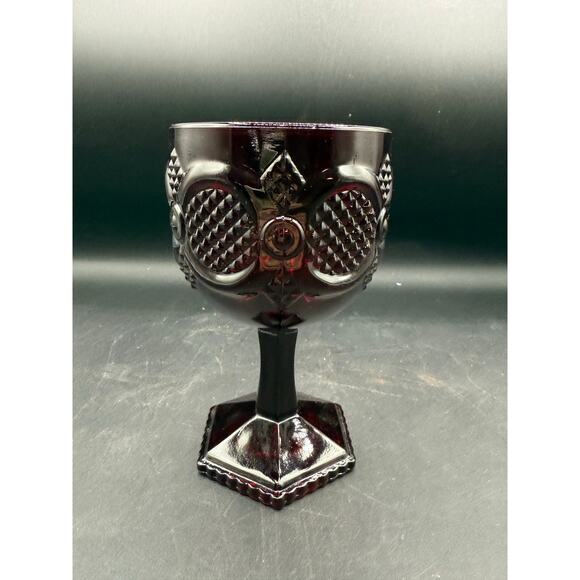 Vintage Avon Ruby Red 1876 Cape Cod 3 Wine Goblets w/Matching Decanter - Picture 6 of 8